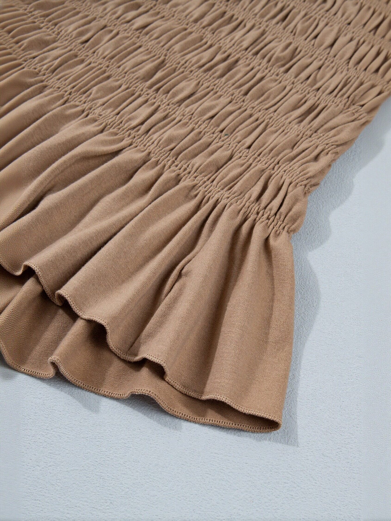 Smocked Peplum High Neck Tank Top