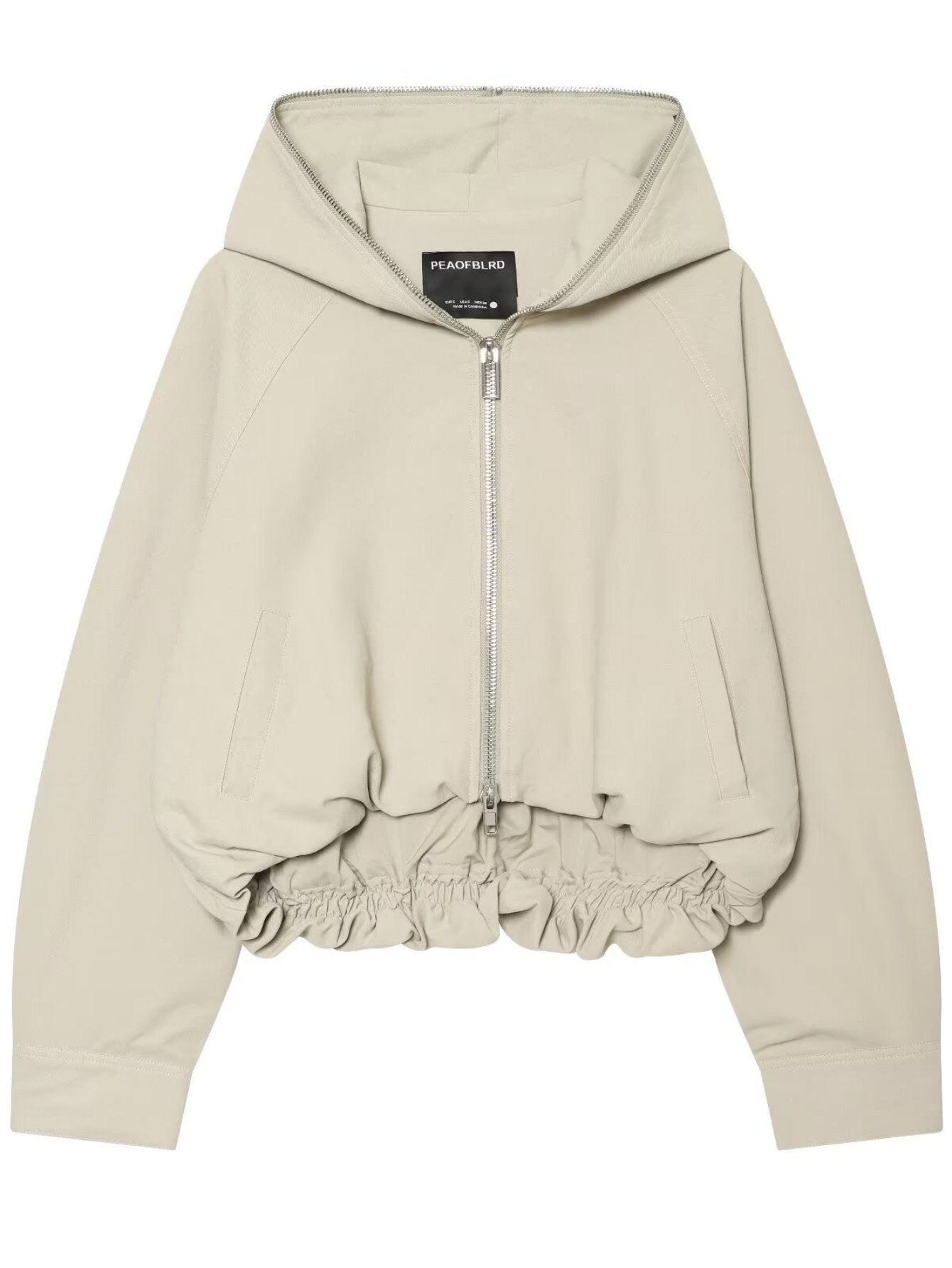 Cropped Ruched Hem Zip Up Jacket