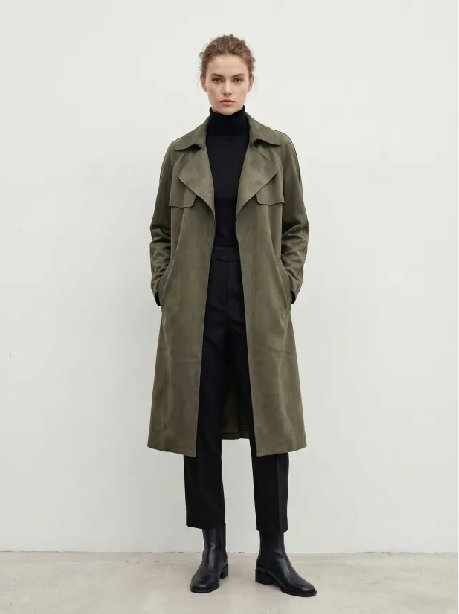 Classic Suede Long Trench Coat