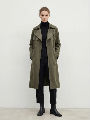 Classic Suede Long Trench Coat