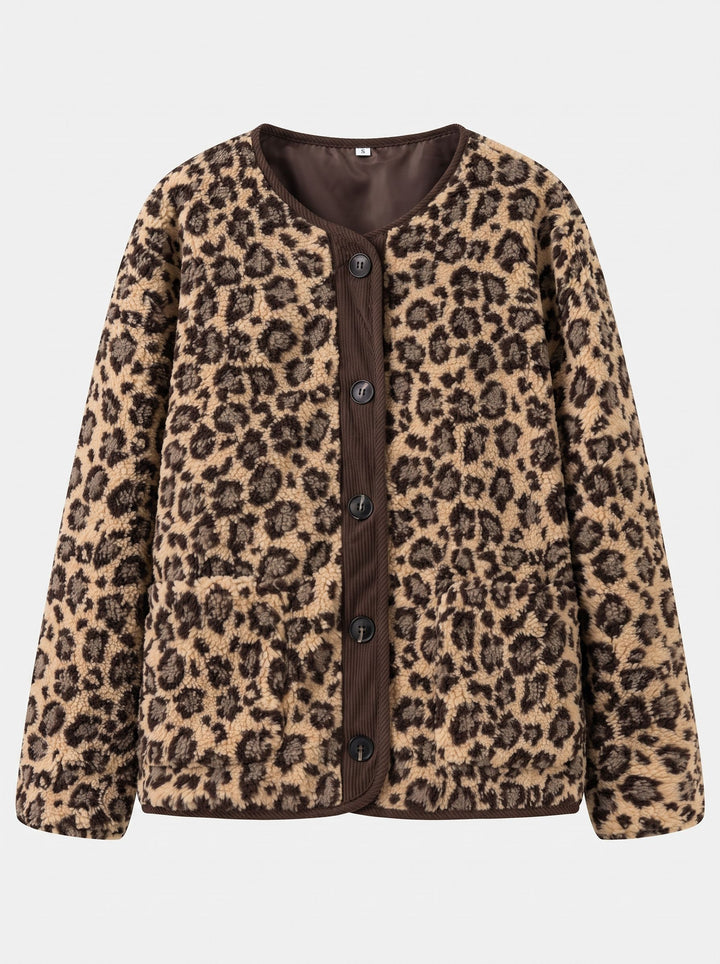 Cozy Leopard Print Fleece Jacket