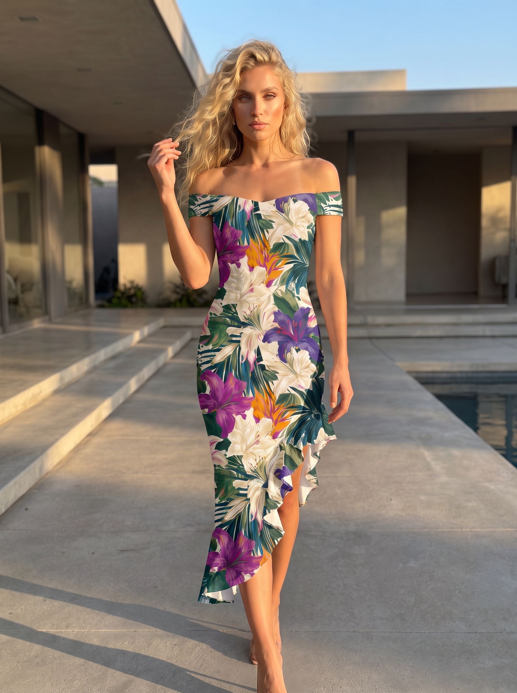 elainefox536's Tropical Floral Print Mini Dress