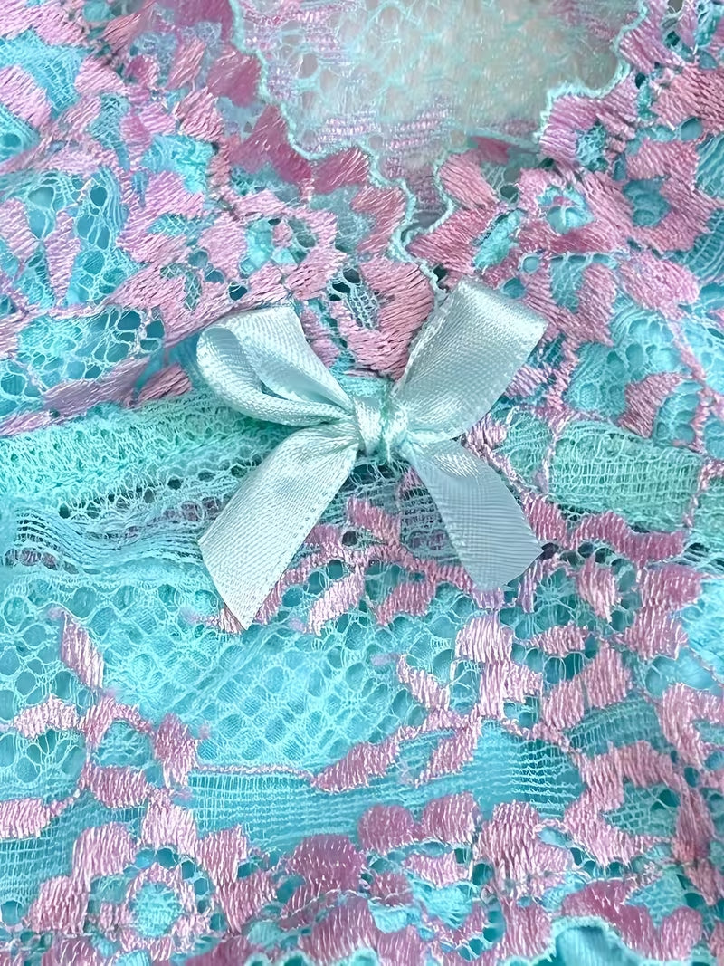 Lace Trim Satin Pajama Set