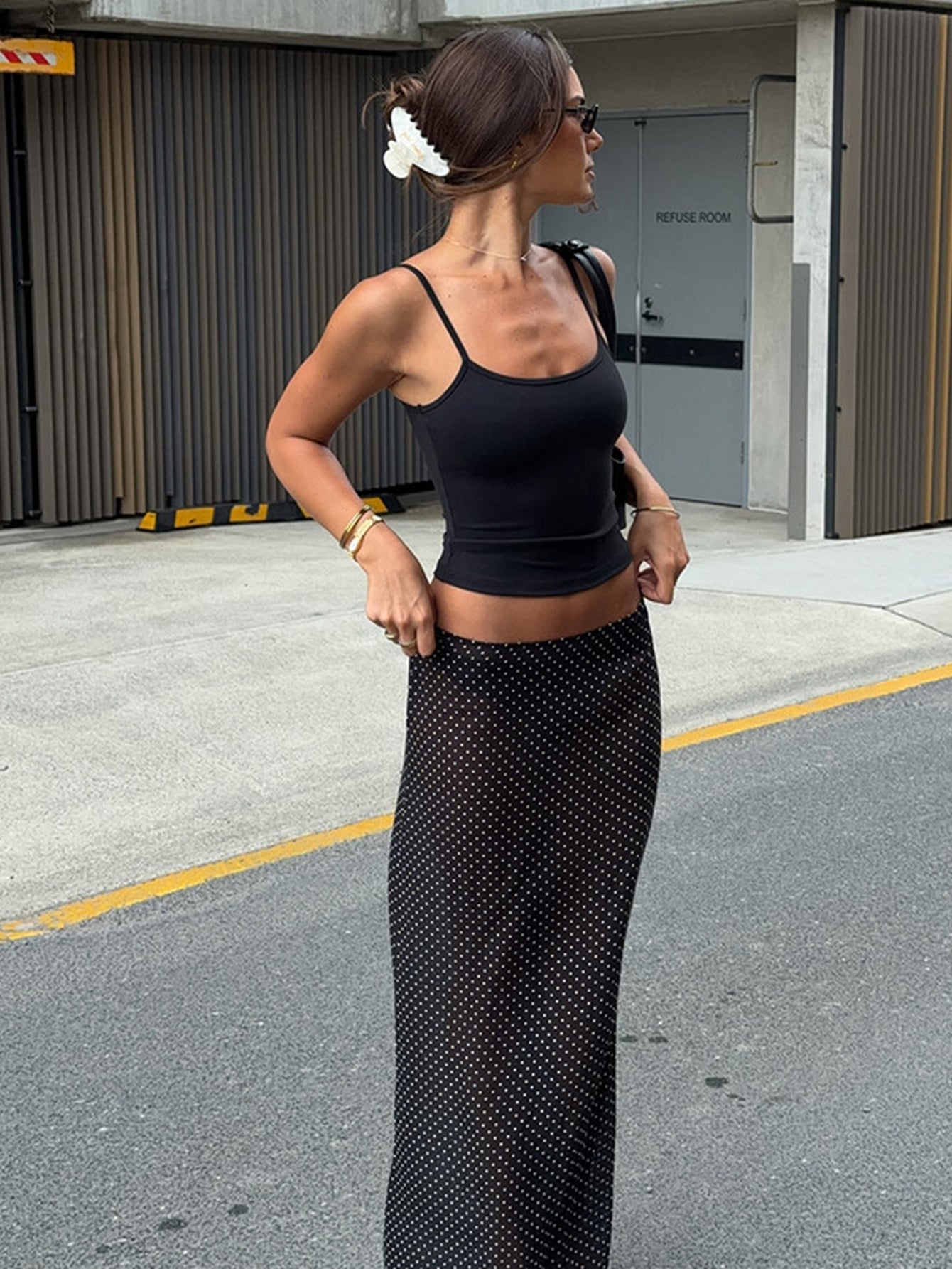 Polka Dot Sheer Maxi Skirt