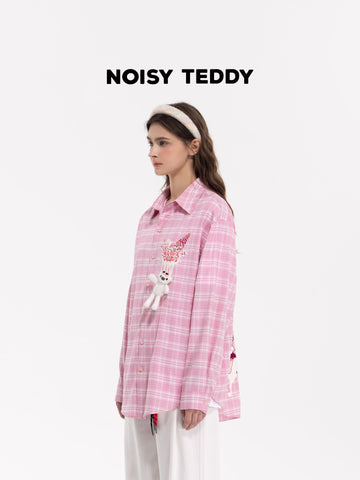 Cute Graphic Plaid Button Up Shirt