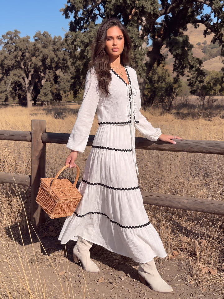 Boho Tie Front Tiered Skirt Set