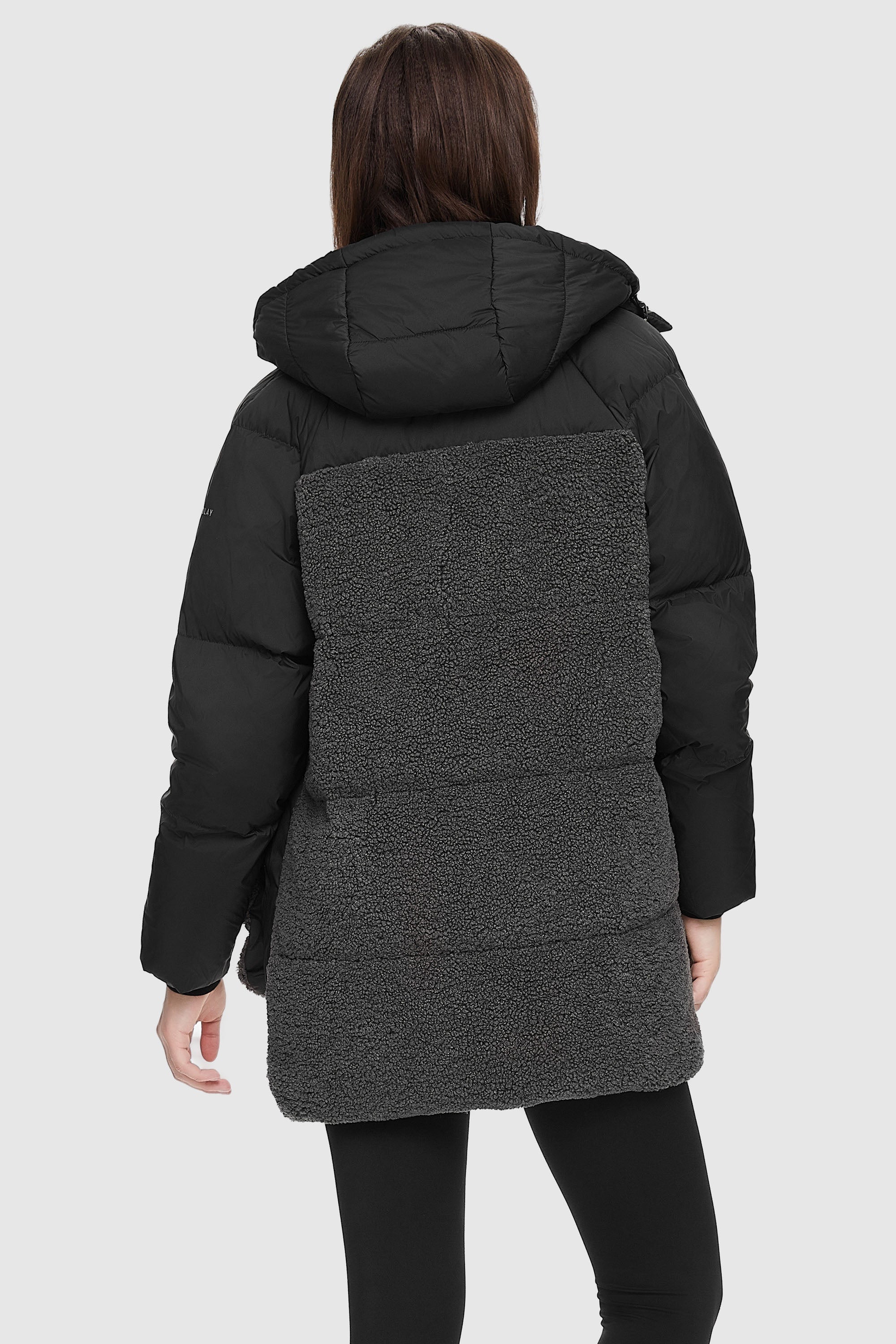 Colorblock Sherpa Trim Puffer Jacket