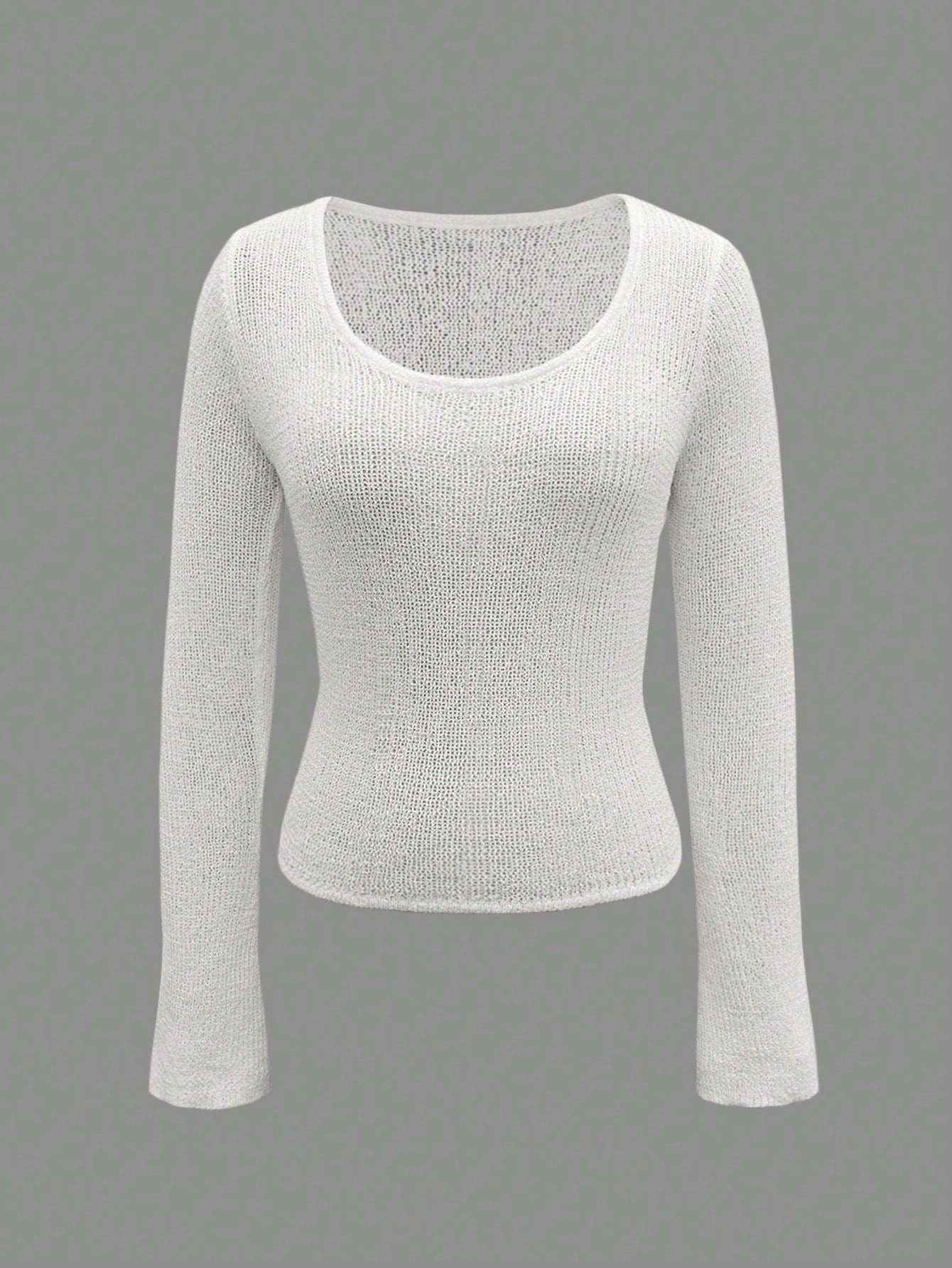 Sheer Lightweight Scoop Neck Knit Sweater