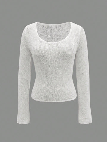 Sheer Lightweight Scoop Neck Knit Sweater