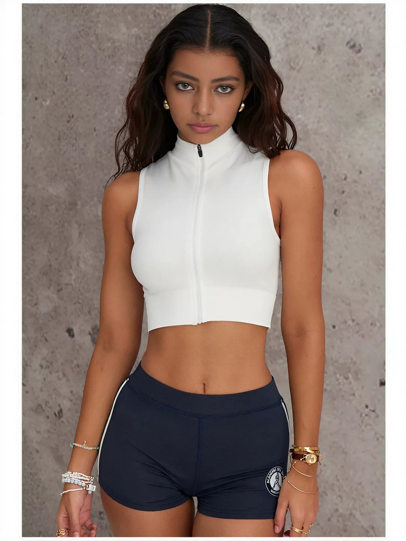 Seamless Zip Front Cropped Yoga Tank