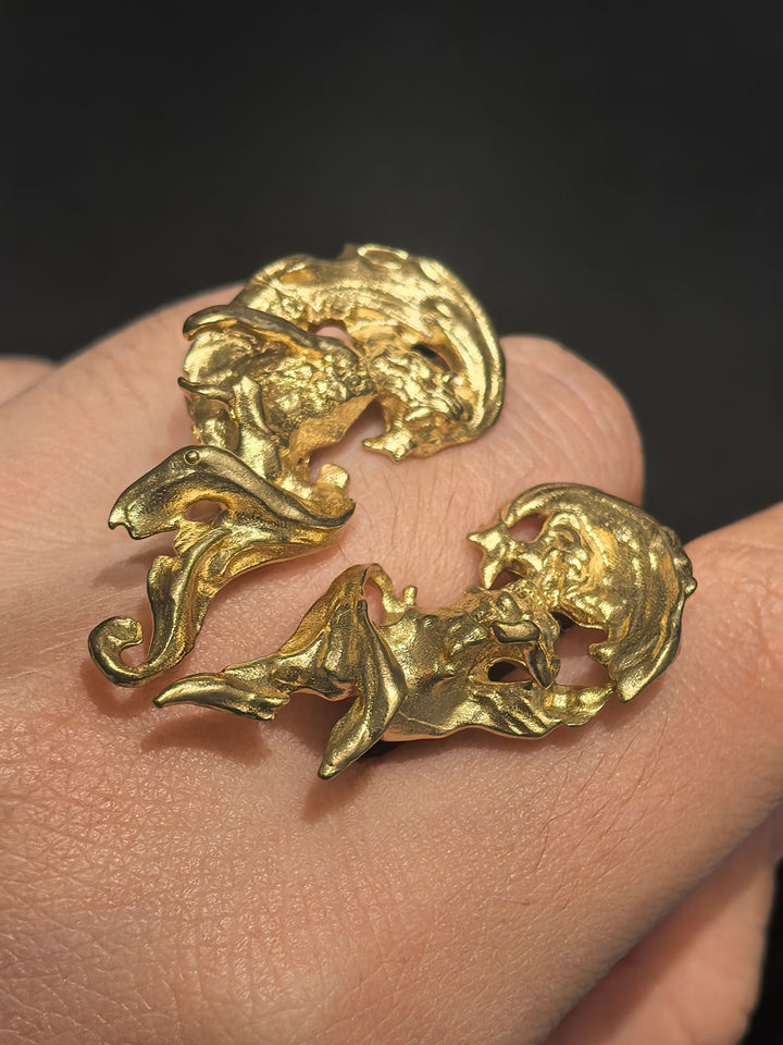 Organic Abstract Gold Statement Ring