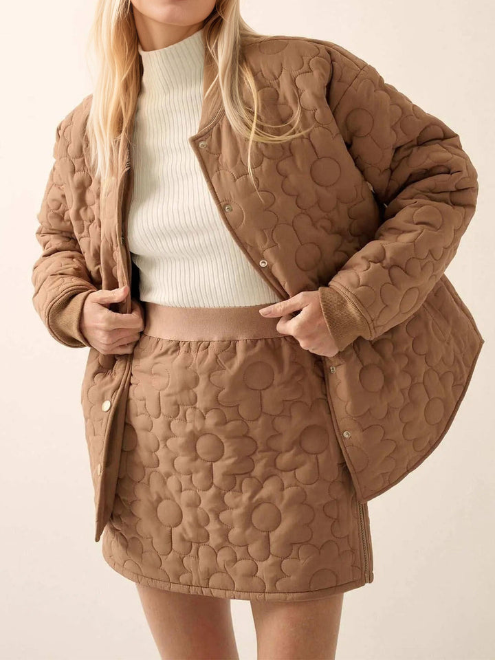 Floral Quilted Lightweight Snap Jacket