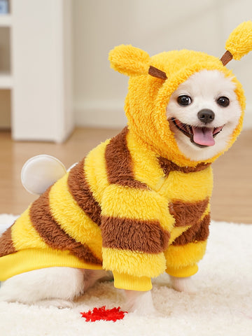 Cozy Fuzzy Bumblebee Dog Hoodie