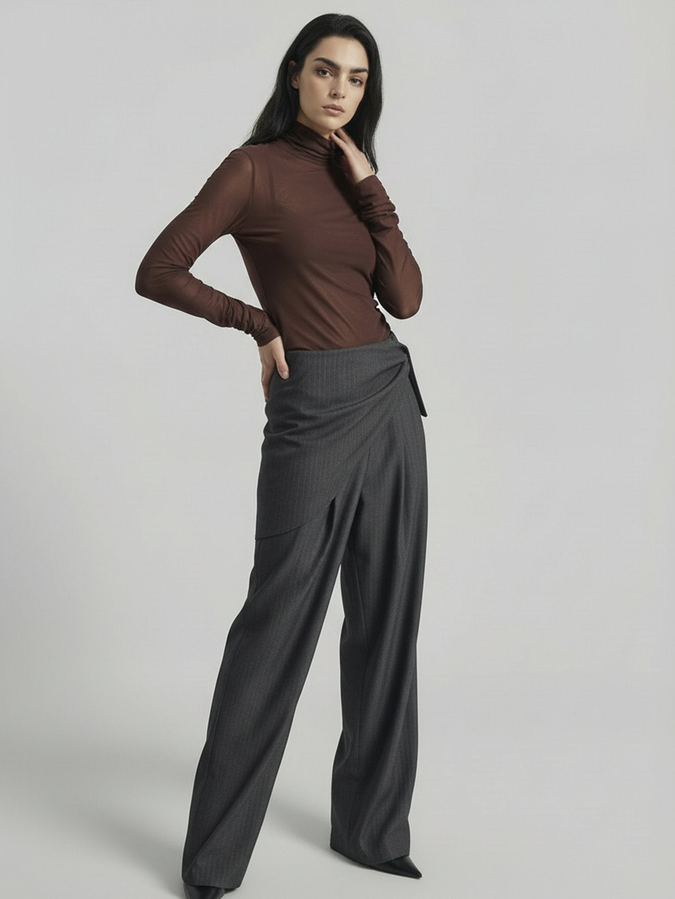 SAÏA Turtleneck Slim Fit Minimalist Top-Multicolor