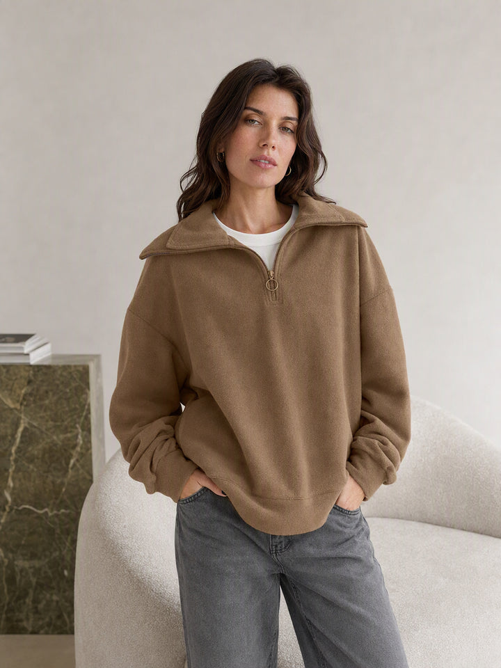 Oversized Quarter Zip Fleece Sweatshirt