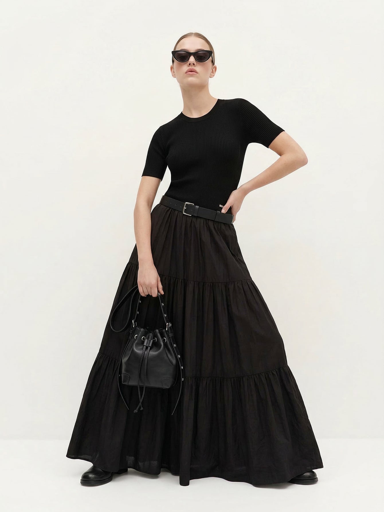 Paneled Maxi Length Dress