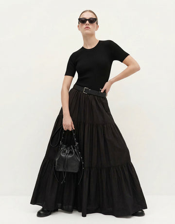 Paneled Maxi Length Dress