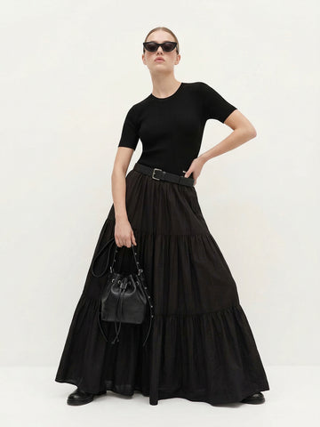 Paneled Maxi Length Dress