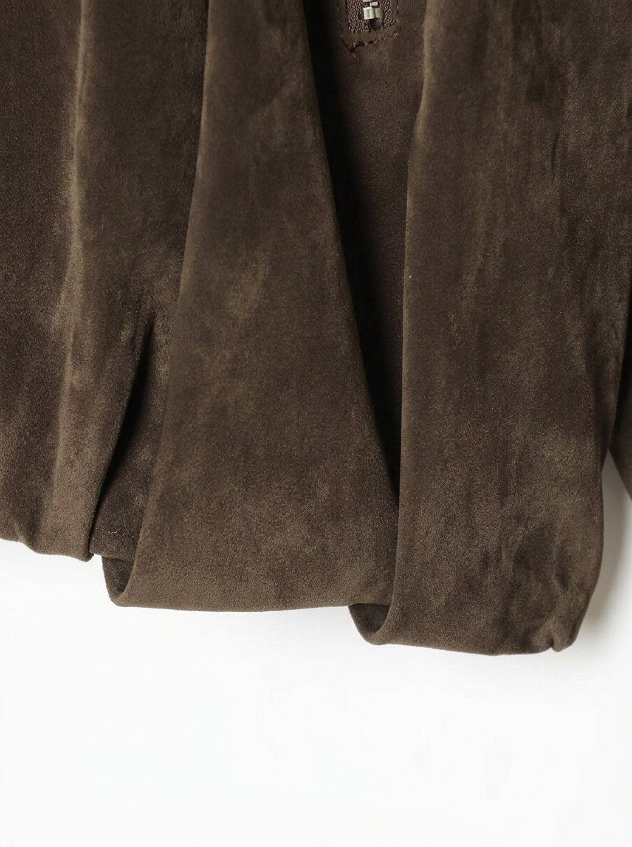 Oversized Brown Suede Zip Up Jacket