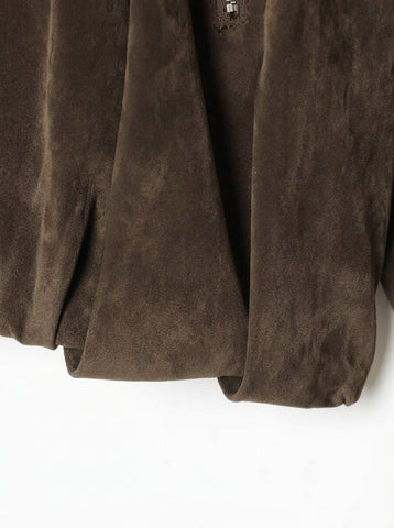 Oversized Brown Suede Zip Up Jacket