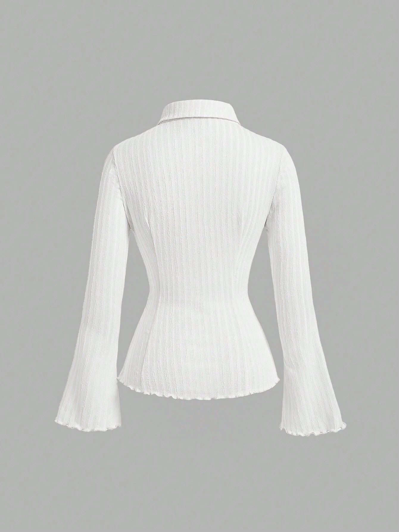 Ruched Slim Fit Flare Sleeve Shirt