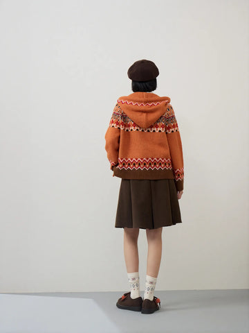 Cozy Fair Isle Hooded Cardigan