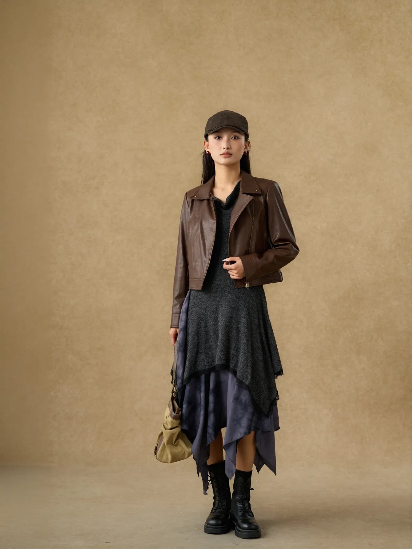 Classic Brown Cropped Faux Leather Jacket