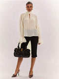 Elegant High Neck Bell Sleeve Blouse