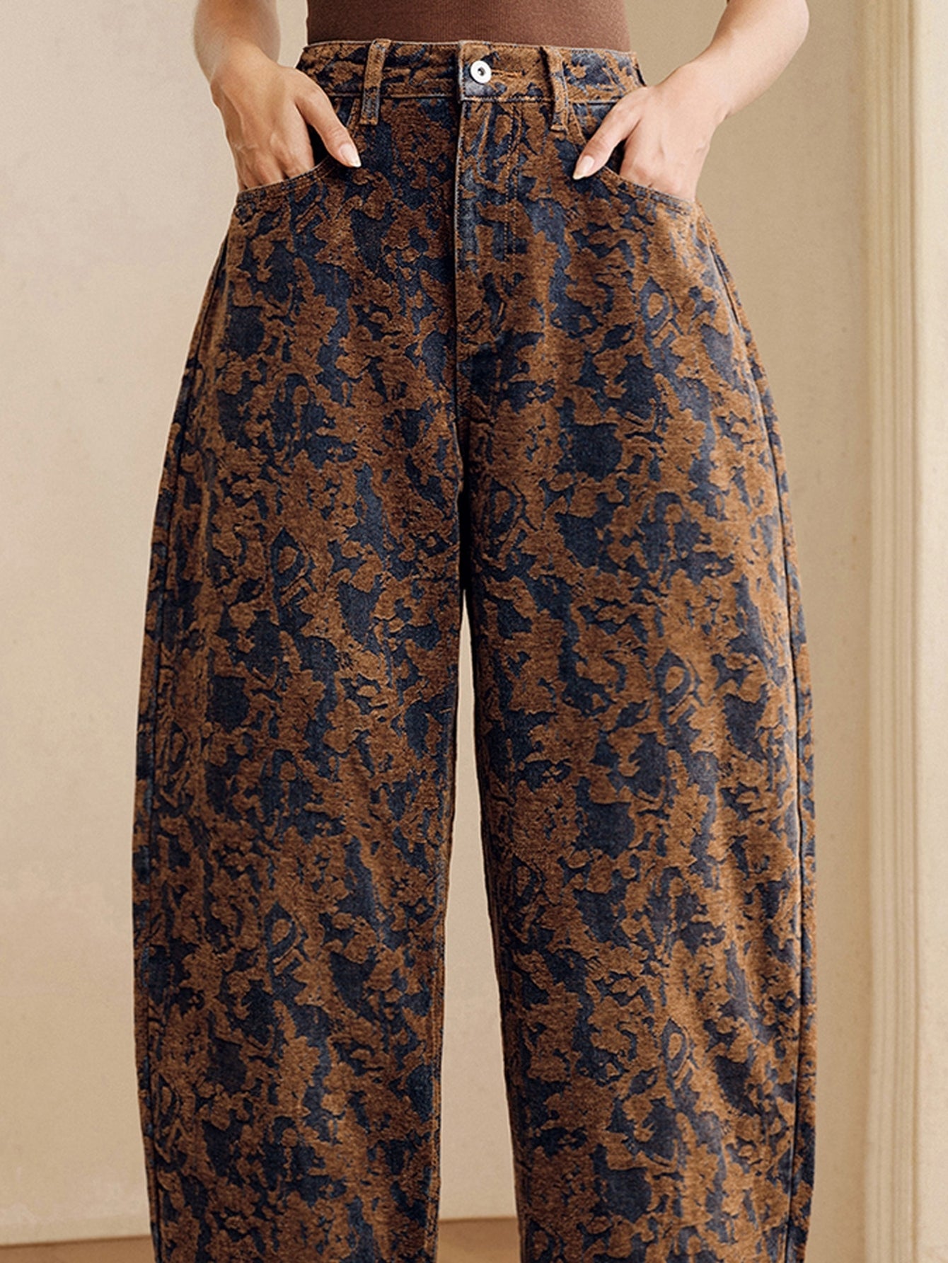 High Waisted Floral Print Jeans