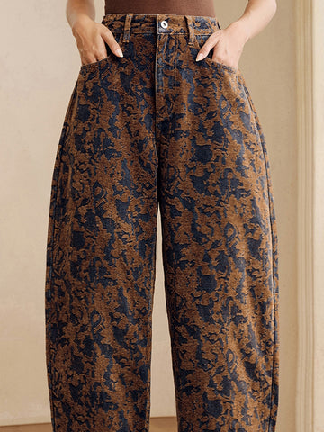 High Waisted Floral Print Jeans