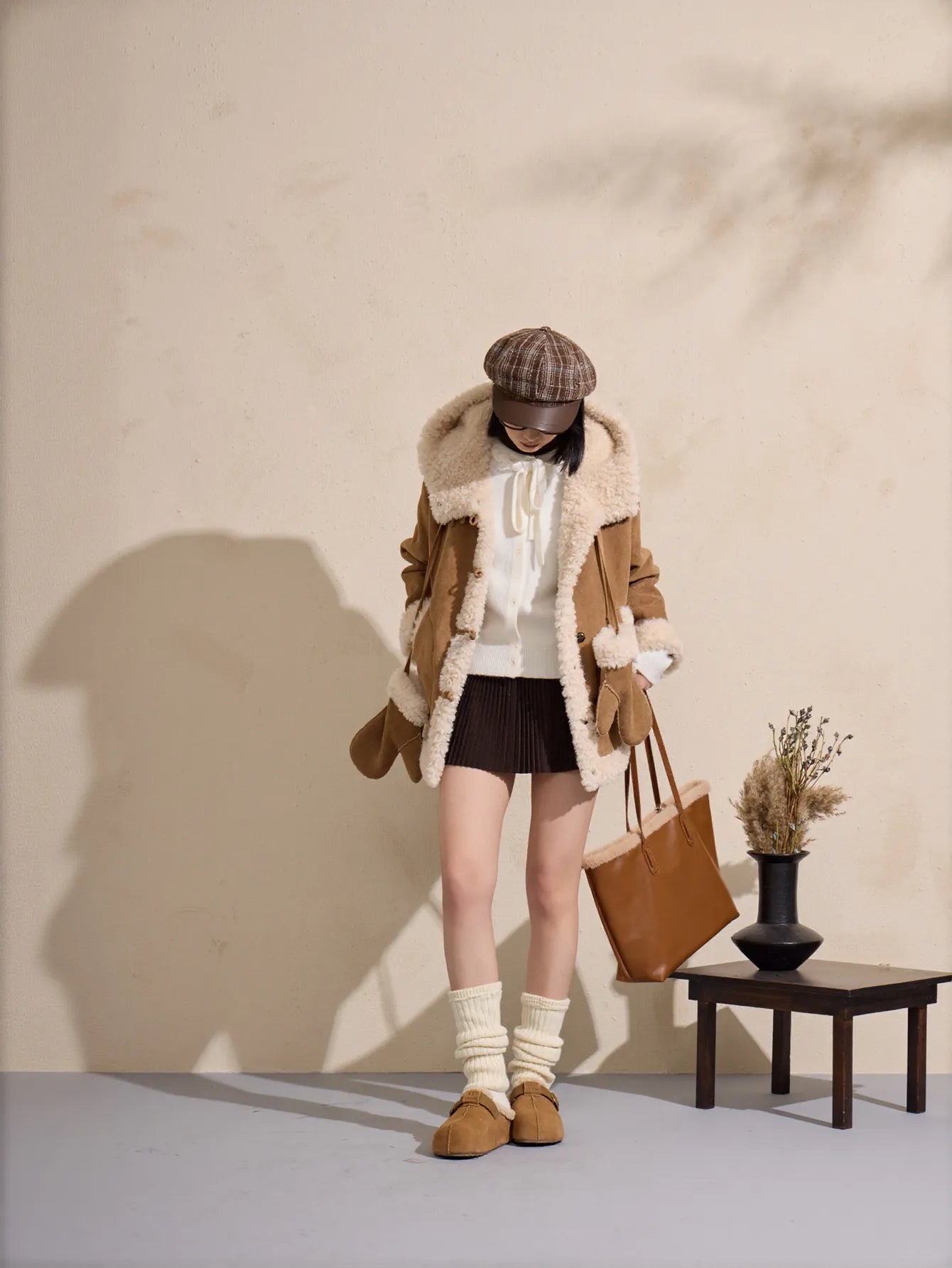 Cozy Faux Shearling Hooded Jacket