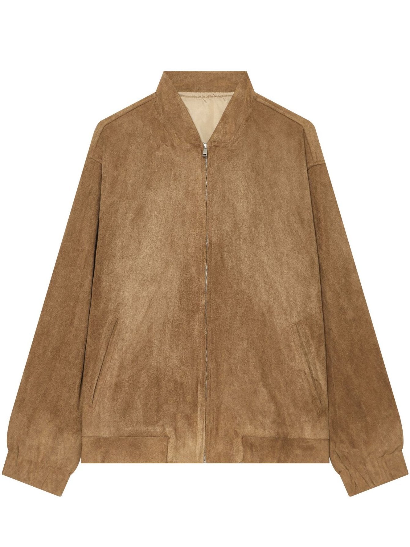 Oversized Faux Suede Bomber Jacket