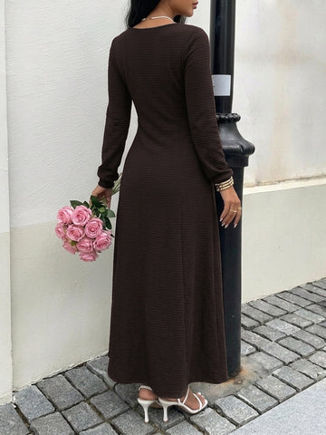 Textured Lace Up Maxi Dress