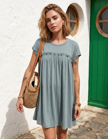Ruffle Loose Fit Mini Dress