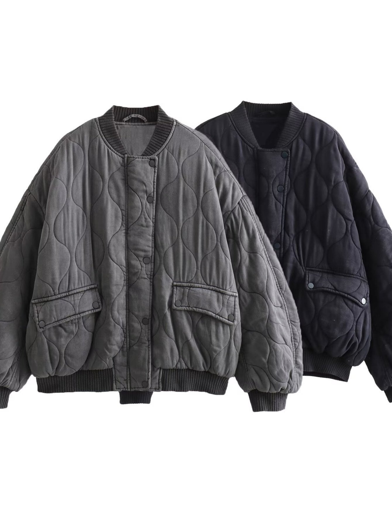 Oversized Quilted Bomber Puffer Jacket