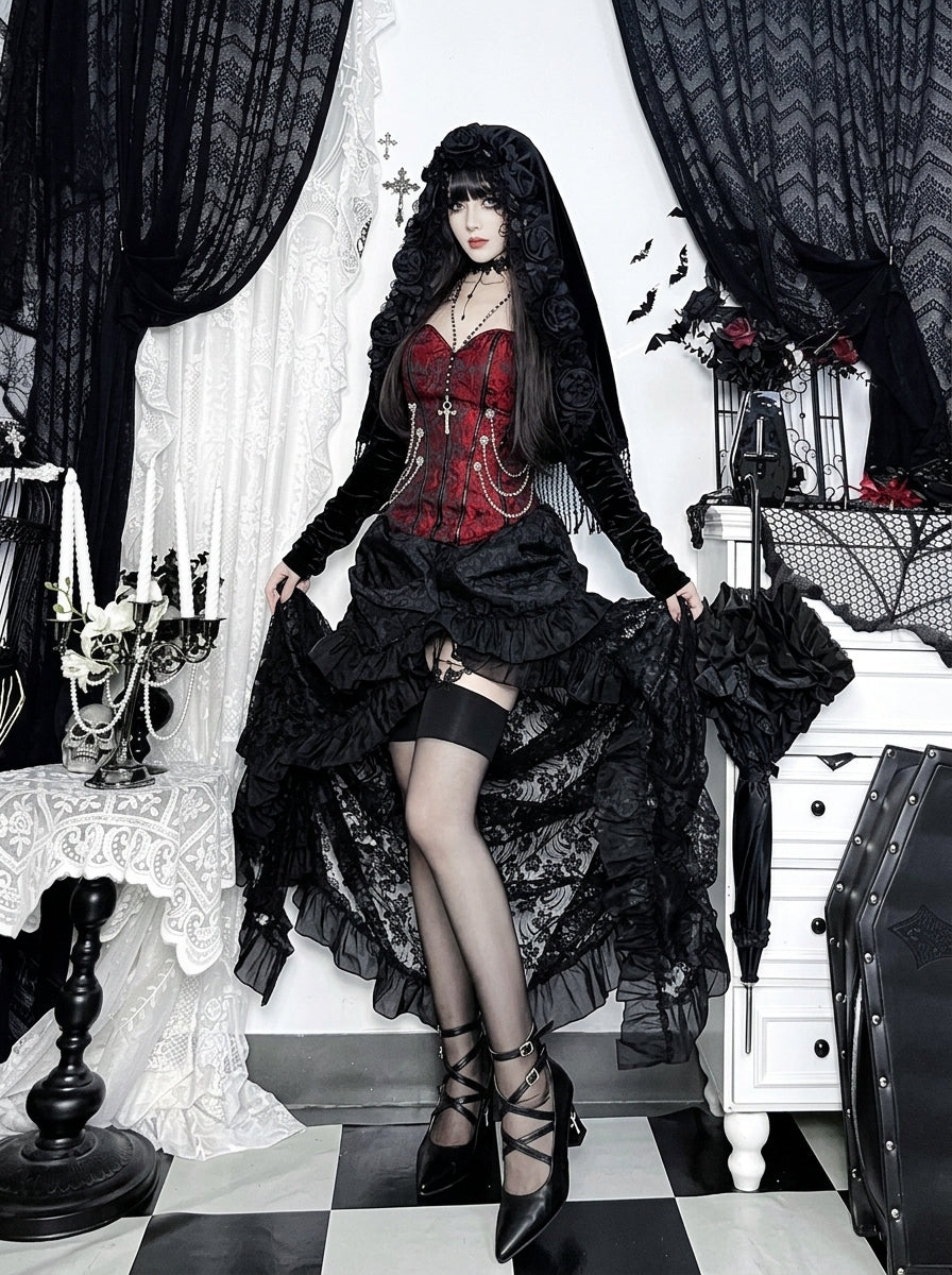 Gothic Floral Chain Corset Tank Top