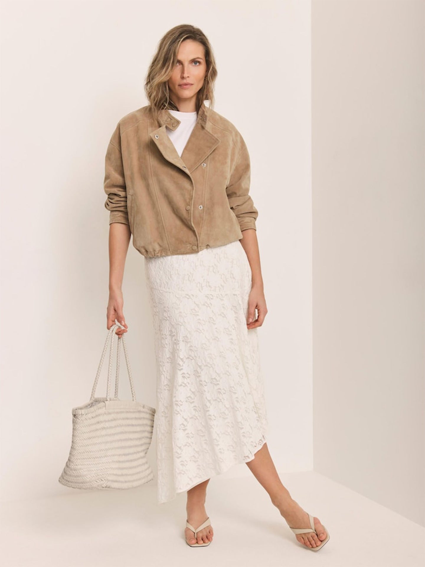 Premium Suede Boxy Snap Jacket