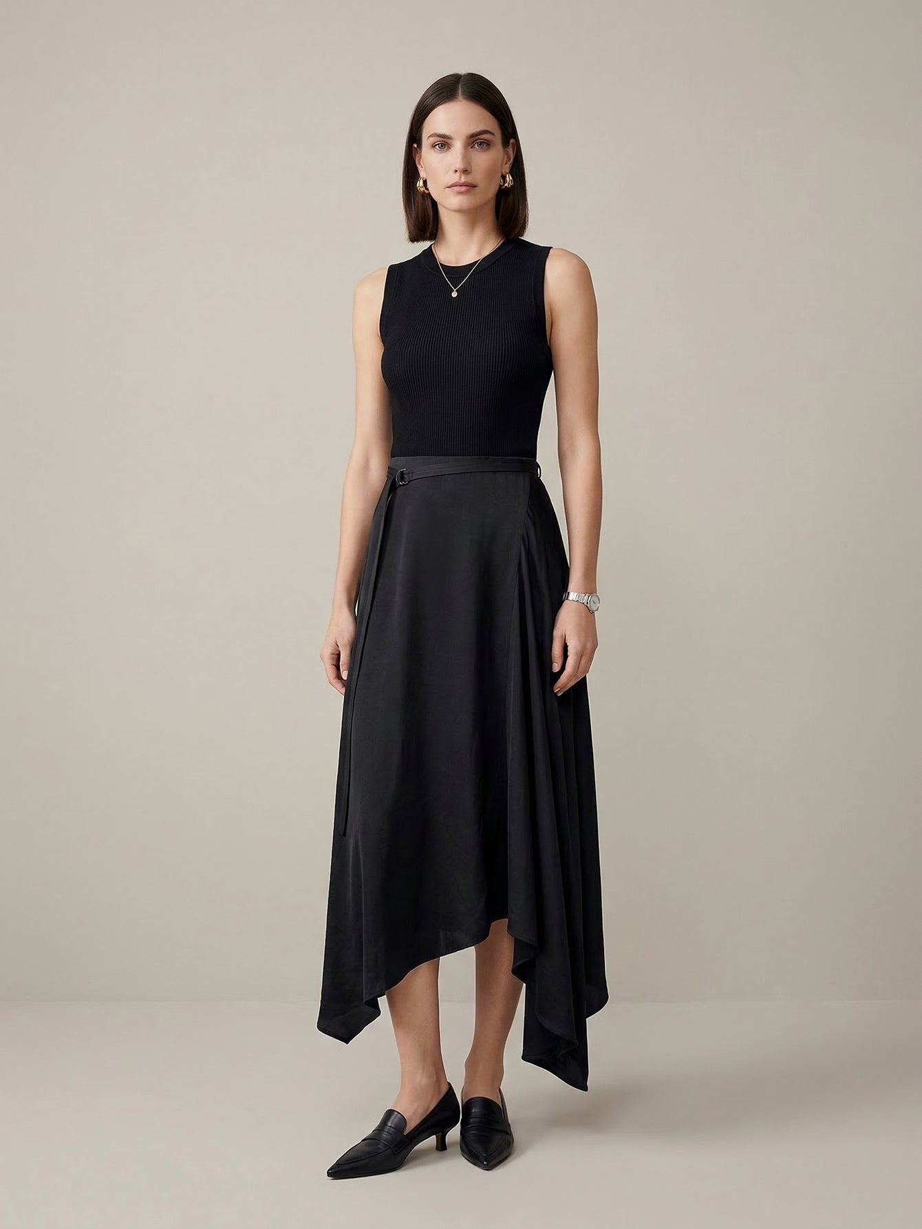 MO&Co.Paneled Asymmetrical Midi Dress