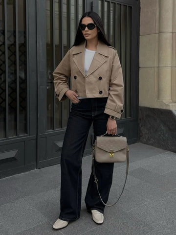 Double Breasted Cropped Trench Coat