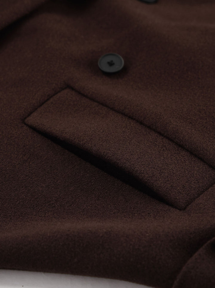 Brown Double Breasted Cropped Jacket