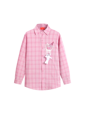 Cute Graphic Plaid Button Up Shirt