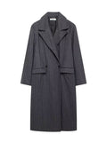 Double Breasted Striped Wool Coat