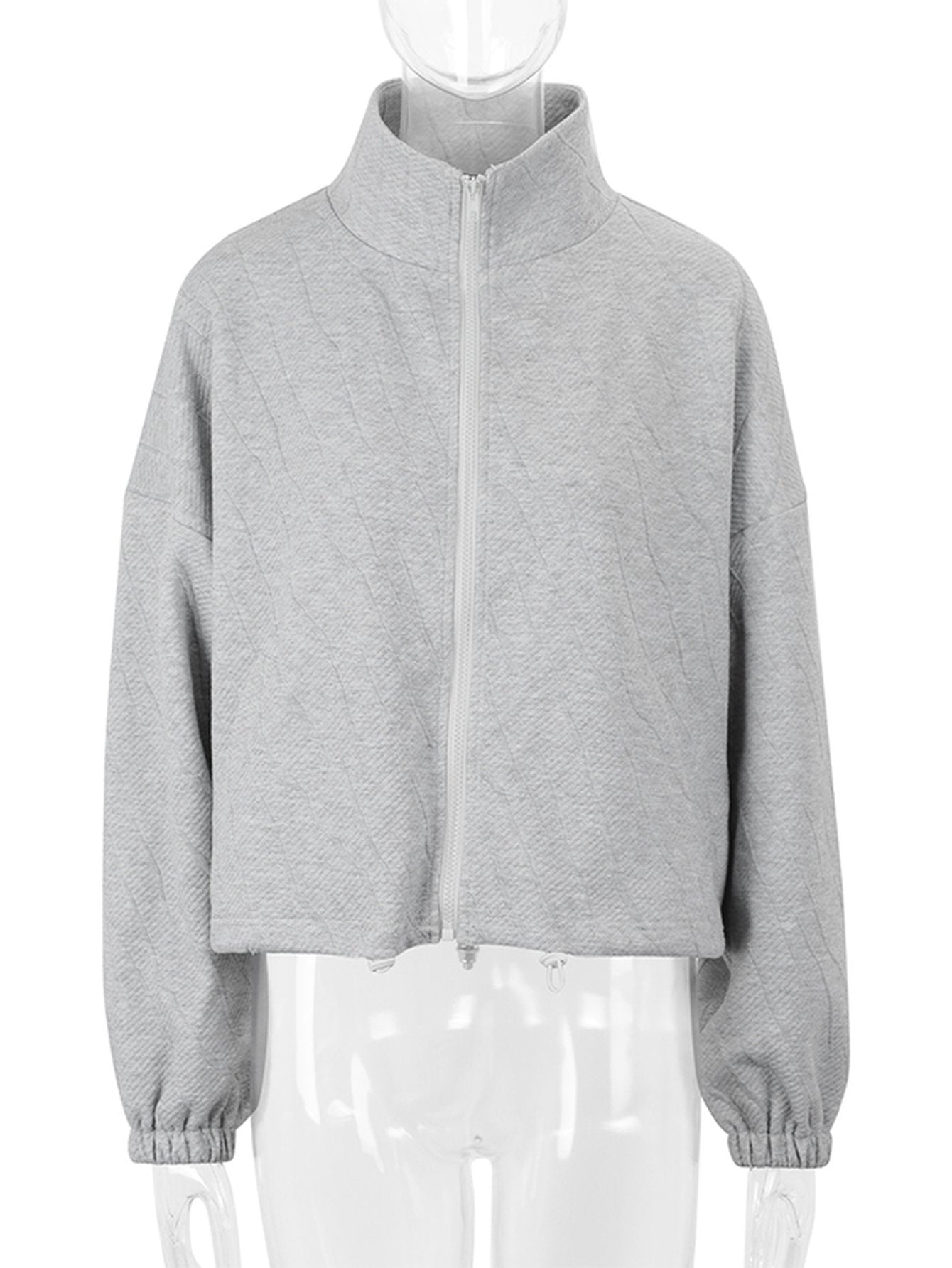 Textured Zip Up Casual Jacket