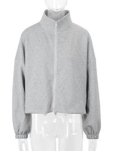 Textured Zip Up Casual Jacket