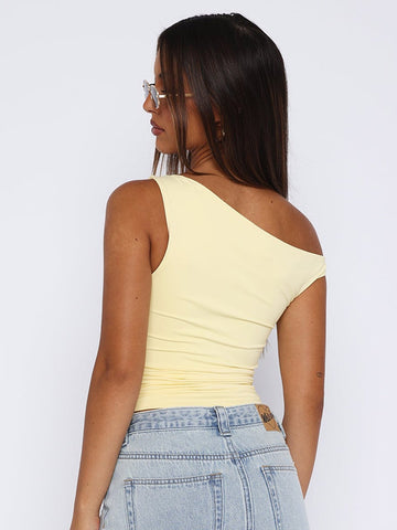 Off Shoulder Ruched Slim T-Shirt