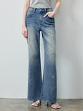 Sparkly Rhinestone Embellished Wide Leg Jeans