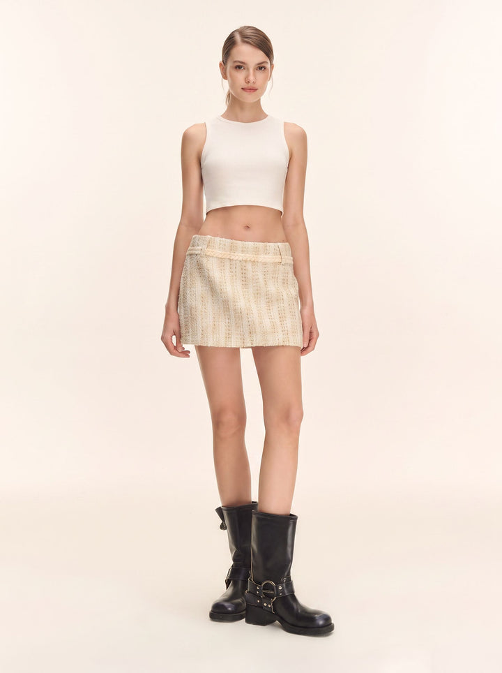 Elegant Tweed Metallic Mini Skirt