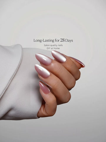 Shimmering Pink Cat Eye Press On Nails