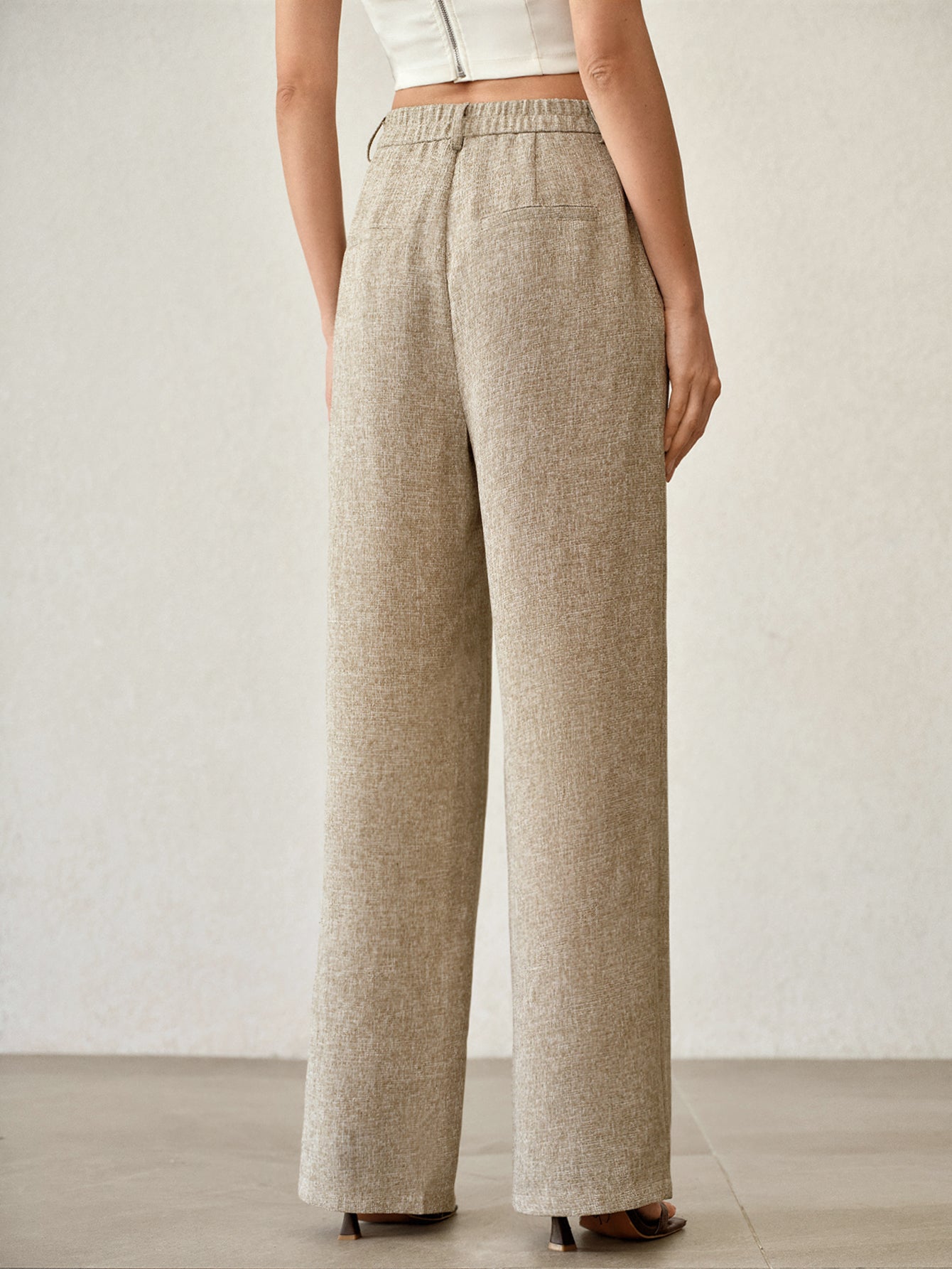 High Waisted Tailored Wide Leg Pants