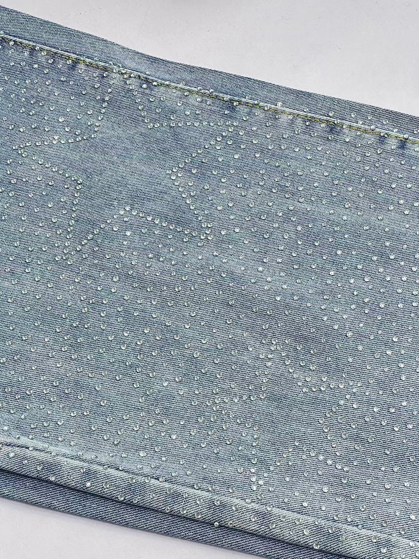 Sparkly Rhinestone Wide Leg Jeans